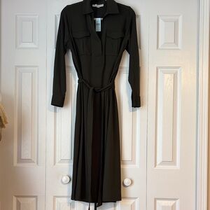 Loft Dark Green Petite Small  Shirt Dress NWT